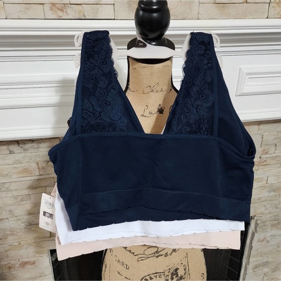 Laura Ashley lace 3pk active athletic workout lounge bras bralettes plus size - Picture 2 of 8